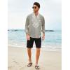 COOFANDY Men’s Henley Shirt Vyshyvanka Long Sleeve African Print Shirts Casual Zip Up Cotton Linen Beach Hippie Shirt(Light Grey)
