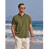 COOFANDY Men’s Henley Shirts Band Collar Short Sleeve T-Shirts Casual Summer Beach Shirt Hippie Fashion Hawaiian Shirt(Army Green)