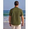 COOFANDY Men’s Henley Shirts Band Collar Short Sleeve T-Shirts Casual Summer Beach Shirt Hippie Fashion Hawaiian Shirt(Army Green)