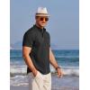 COOFANDY Men’s Henley Shirts Band Collar Short Sleeve T-Shirts Casual Summer Beach Shirt Hippie Fashion Hawaiian Shirt(Black)