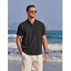 COOFANDY Men’s Henley Shirts Band Collar Short Sleeve T-Shirts Casual Summer Beach Shirt Hippie Fashion Hawaiian Shirt(Black)
