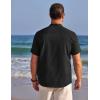 COOFANDY Men’s Henley Shirts Band Collar Short Sleeve T-Shirts Casual Summer Beach Shirt Hippie Fashion Hawaiian Shirt(Black)