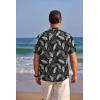 COOFANDY Men’s Henley Shirts Band Collar Short Sleeve T-Shirts Casual Summer Beach Shirt Hippie Fashion Hawaiian Shirt(Black Palm Leaves)