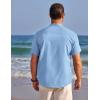 COOFANDY Men’s Henley Shirts Band Collar Short Sleeve T-Shirts Casual Summer Beach Shirt Hippie Fashion Hawaiian Shirt(Light Blue)