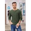 COOFANDY Men’s Henley Shirts Long Sleeve Basic Waffle Pique Pullover T-Shirt with Pocket(Army Green)