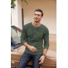 COOFANDY Men’s Henley Shirts Long Sleeve Basic Waffle Pique Pullover T-Shirt with Pocket(Army Green)