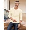 COOFANDY Men’s Henley Shirts Long Sleeve Basic Waffle Pique Pullover T-Shirt with Pocket(Beige)