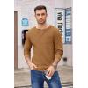 COOFANDY Men’s Henley Shirts Long Sleeve Basic Waffle Pique Pullover T-Shirt with Pocket(Brown)