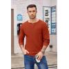 COOFANDY Men’s Henley Shirts Long Sleeve Basic Waffle Pique Pullover T-Shirt with Pocket(Caramel)
