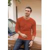 COOFANDY Men’s Henley Shirts Long Sleeve Basic Waffle Pique Pullover T-Shirt with Pocket(Caramel)