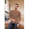 COOFANDY Men’s Henley Shirts Long Sleeve Basic Waffle Pique Pullover T-Shirt with Pocket(Dark Brown)
