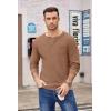 COOFANDY Men’s Henley Shirts Long Sleeve Basic Waffle Pique Pullover T-Shirt with Pocket(Dark Brown)