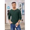 COOFANDY Men’s Henley Shirts Long Sleeve Basic Waffle Pique Pullover T-Shirt with Pocket(Dark Green)