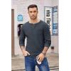 COOFANDY Men’s Henley Shirts Long Sleeve Basic Waffle Pique Pullover T-Shirt with Pocket(Dark Grey)