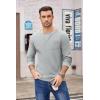COOFANDY Men’s Henley Shirts Long Sleeve Basic Waffle Pique Pullover T-Shirt with Pocket(Grey)