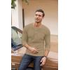 COOFANDY Men’s Henley Shirts Long Sleeve Basic Waffle Pique Pullover T-Shirt with Pocket(Khaki)