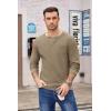 COOFANDY Men’s Henley Shirts Long Sleeve Basic Waffle Pique Pullover T-Shirt with Pocket(Khaki)