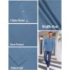 COOFANDY Men’s Henley Shirts Long Sleeve Basic Waffle Pique Pullover T-Shirt with Pocket(Lake Blue)