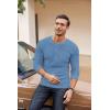 COOFANDY Men’s Henley Shirts Long Sleeve Basic Waffle Pique Pullover T-Shirt with Pocket(Lake Blue)