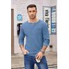 COOFANDY Men’s Henley Shirts Long Sleeve Basic Waffle Pique Pullover T-Shirt with Pocket(Lake Blue)