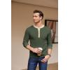 COOFANDY Men’s Henley Shirts Long Sleeve Basic Waffle Pique Pullover T-Shirt with Pocket(Pat: Army & Light Khaki)
