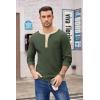 COOFANDY Men’s Henley Shirts Long Sleeve Basic Waffle Pique Pullover T-Shirt with Pocket(Pat: Army & Light Khaki)