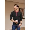 COOFANDY Men’s Henley Shirts Long Sleeve Basic Waffle Pique Pullover T-Shirt with Pocket(Pat: Black & Wine Red)