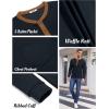 COOFANDY Men’s Henley Shirts Long Sleeve Basic Waffle Pique Pullover T-Shirt with Pocket(Pat: Navy & Light Brown)