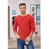 COOFANDY Men’s Henley Shirts Long Sleeve Basic Waffle Pique Pullover T-Shirt with Pocket(Red)