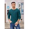 COOFANDY Men’s Henley Shirts Long Sleeve Basic Waffle Pique Pullover T-Shirt with Pocket(Teal Blue)