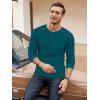 COOFANDY Men’s Henley Shirts Long Sleeve Basic Waffle Pique Pullover T-Shirt with Pocket(Teal Blue)