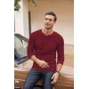 COOFANDY Men’s Henley Shirts Long Sleeve Basic Waffle Pique Pullover T-Shirt with Pocket(Wine Red)
