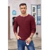COOFANDY Men’s Henley Shirts Long Sleeve Basic Waffle Pique Pullover T-Shirt with Pocket(Wine Red)