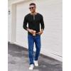 COOFANDY Mens Henley Shirts Long Sleeve Button T-Shirt Fashion Casual Pullover Shirts Soft Stretch Tees Tops(Black)