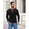 COOFANDY Mens Henley Shirts Long Sleeve Button T-Shirt Fashion Casual Pullover Shirts Soft Stretch Tees Tops(Black)