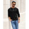COOFANDY Mens Henley Shirts Long Sleeve Button T-Shirt Fashion Casual Pullover Shirts Soft Stretch Tees Tops(Black)