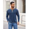 COOFANDY Mens Henley Shirts Long Sleeve Button T-Shirt Fashion Casual Pullover Shirts Soft Stretch Tees Tops(Blue)