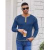 COOFANDY Mens Henley Shirts Long Sleeve Button T-Shirt Fashion Casual Pullover Shirts Soft Stretch Tees Tops(Blue)