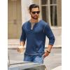 COOFANDY Mens Henley Shirts Long Sleeve Button T-Shirt Fashion Casual Pullover Shirts Soft Stretch Tees Tops(Blue)