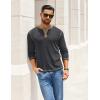COOFANDY Mens Henley Shirts Long Sleeve Button T-Shirt Fashion Casual Pullover Shirts Soft Stretch Tees Tops(Dark Grey)