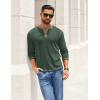 COOFANDY Mens Henley Shirts Long Sleeve Button T-Shirt Fashion Casual Pullover Shirts Soft Stretch Tees Tops(Green)