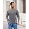 COOFANDY Mens Henley Shirts Long Sleeve Button T-Shirt Fashion Casual Pullover Shirts Soft Stretch Tees Tops(Grey)