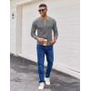 COOFANDY Mens Henley Shirts Long Sleeve Button T-Shirt Fashion Casual Pullover Shirts Soft Stretch Tees Tops(Grey)