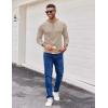 COOFANDY Mens Henley Shirts Long Sleeve Button T-Shirt Fashion Casual Pullover Shirts Soft Stretch Tees Tops(Light Khaki)