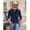 COOFANDY Mens Henley Shirts Long Sleeve Button T-Shirt Fashion Casual Pullover Shirts Soft Stretch Tees Tops(Midnight Blue)