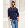 COOFANDY Mens Henley Shirts Long Sleeve Button T-Shirt Fashion Casual Pullover Shirts Soft Stretch Tees Tops(Midnight Blue)