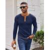 COOFANDY Mens Henley Shirts Long Sleeve Button T-Shirt Fashion Casual Pullover Shirts Soft Stretch Tees Tops(Midnight Blue)
