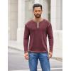 COOFANDY Mens Henley Shirts Long Sleeve Button T-Shirt Fashion Casual Pullover Shirts Soft Stretch Tees Tops(Rrick Red)