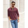 COOFANDY Mens Henley Shirts Long Sleeve Button T-Shirt Fashion Casual Pullover Shirts Soft Stretch Tees Tops(Rrick Red)