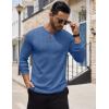 COOFANDY Men’s Henley Shirts Long Sleeve Button T-Shirt Lightweight Fashion Casual Pullover Shirt(Heather Lake Blue)